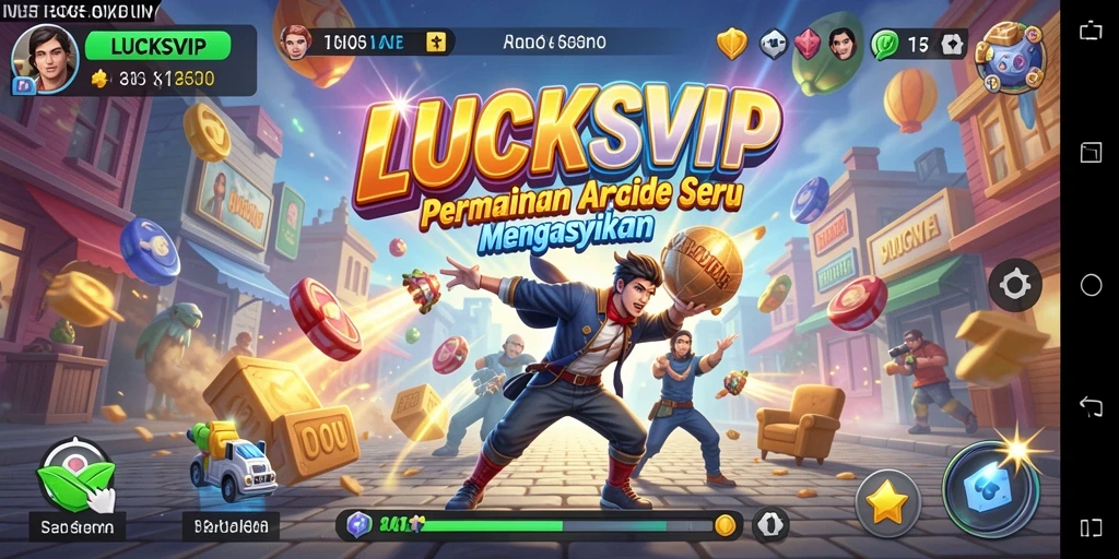 Screenshot utama LUCKSVIP menampilkan gameplay Arcade yang menyenangkan.