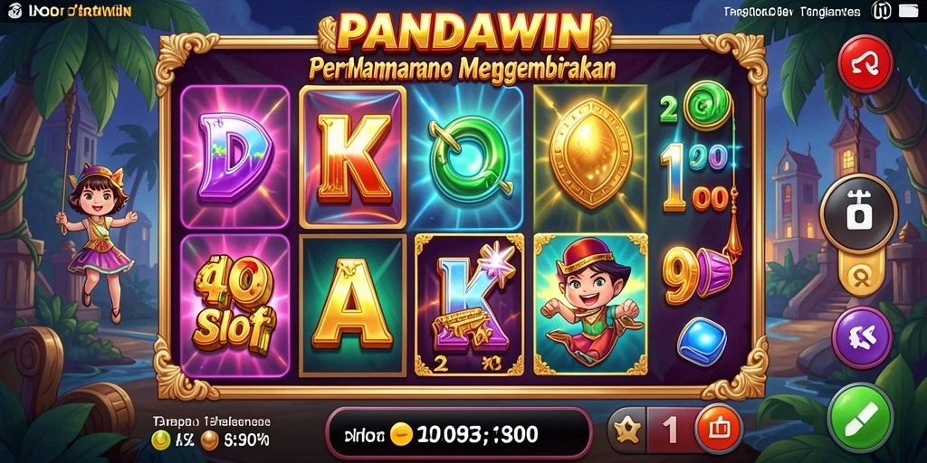 Screenshot gameplay PANDAWIN menampilkan simbol slot yang menarik.