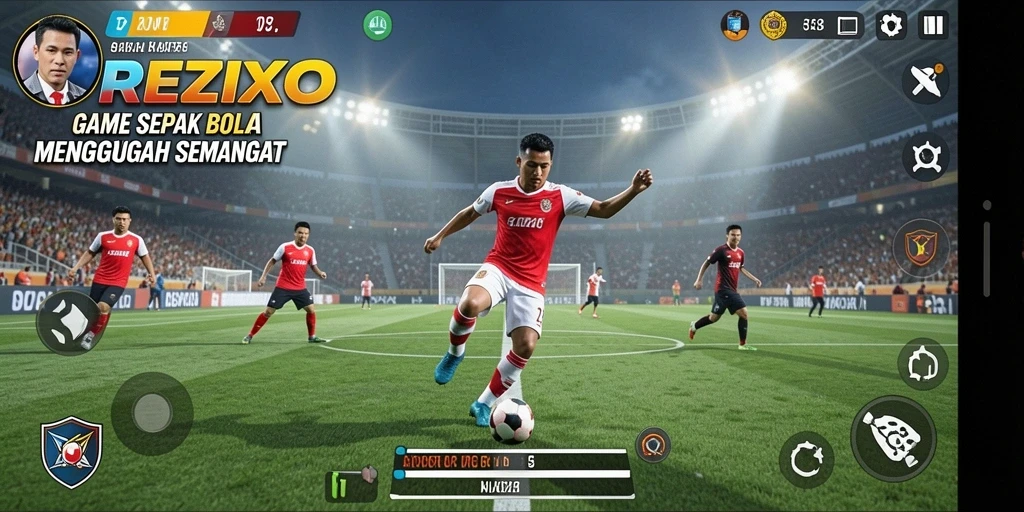 Tampilan menarik dari gameplay sepak bola REZIXO.