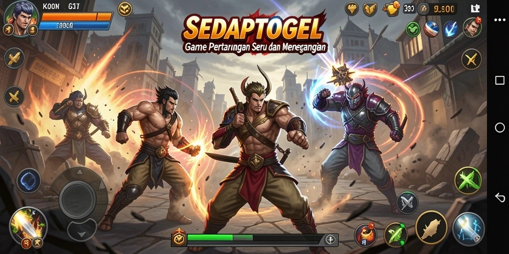 Menggambarkan aksi pertarungan seru dalam SEDAPTOGEL.