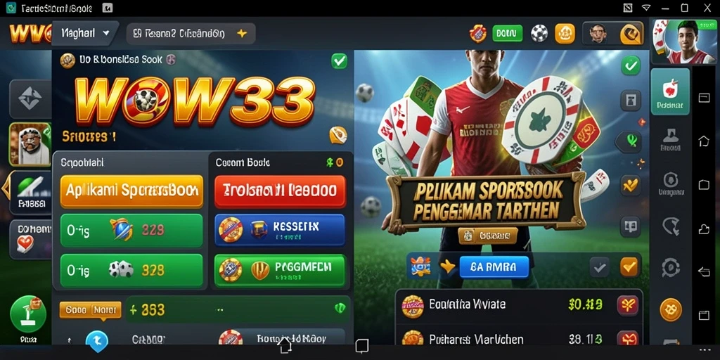 Tampilan antarmuka menarik dari aplikasi Sportsbook WOW33.